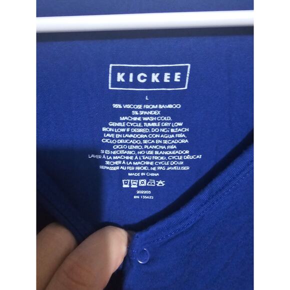 Kickee Bamboo Nursing Nightgown Womens Snap Front Hospital Gown Large Blue (874) - Picture 3 of 4